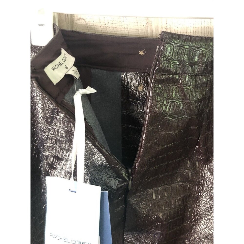 Women's Rachel Comey Dark Brown Faux Leather Textured Skirt Size 8 - Picture 3 of 5
